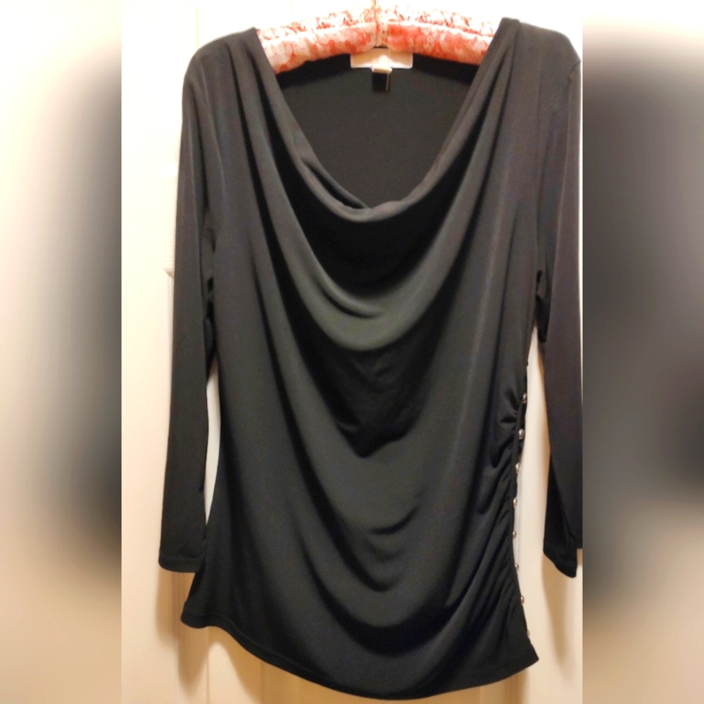 Michael kors large drape neck long sleeve blouse